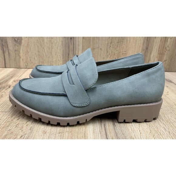 Me Too Oriel Nutmeg Vegan Suede Y2K Chunky Lug Sole Penny Loafer Shoes 8 M - Picture 3 of 16